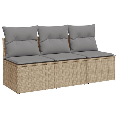 Divano da Giardino con Cuscini a 3 Posti Beige in Polyrattan - homemem39