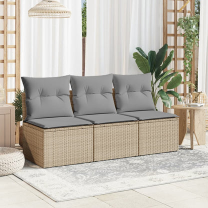 Divano da Giardino con Cuscini a 3 Posti Beige in Polyrattan - homemem39