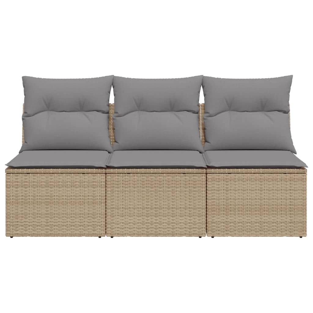 Divano da Giardino con Cuscini a 3 Posti Beige in Polyrattan - homemem39