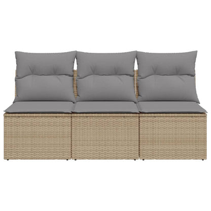 Divano da Giardino con Cuscini a 3 Posti Beige in Polyrattan - homemem39