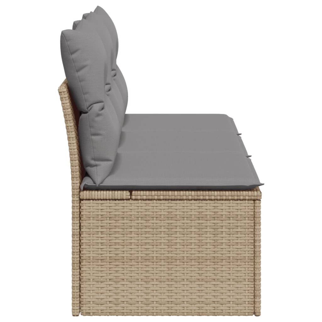 Divano da Giardino con Cuscini a 3 Posti Beige in Polyrattan - homemem39