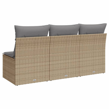 Divano da Giardino con Cuscini a 3 Posti Beige in Polyrattan - homemem39