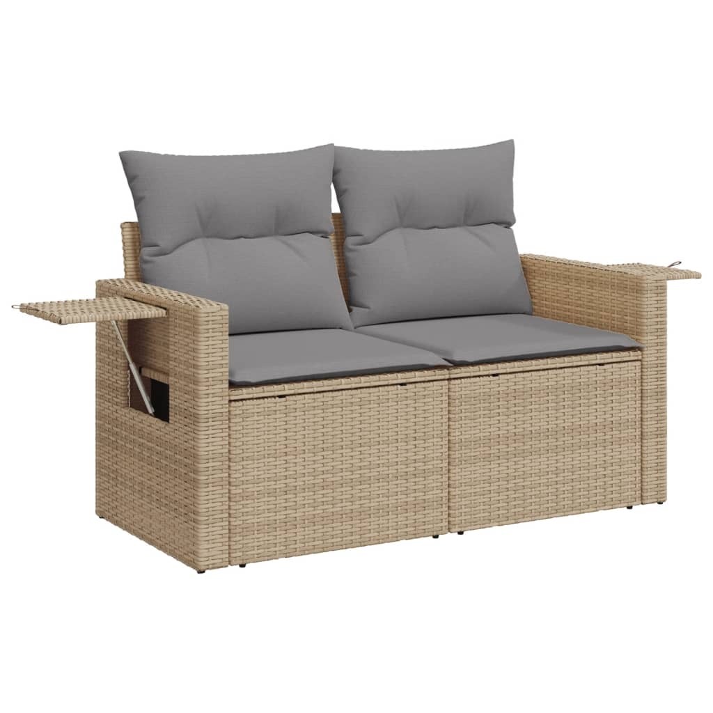 Divano da Giardino con Cuscini a 2 Posti Beige in Polyrattan - homemem39