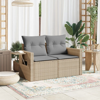 Divano da Giardino con Cuscini a 2 Posti Beige in Polyrattan - homemem39