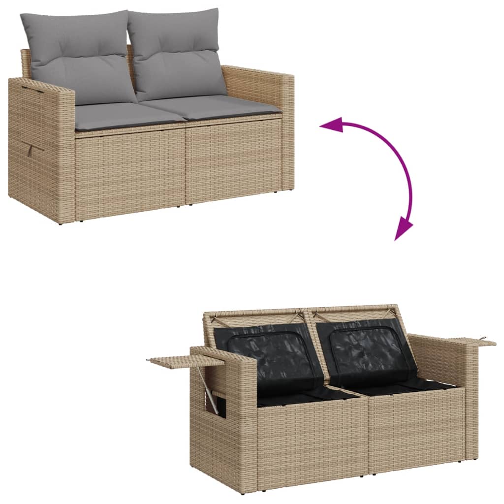 Divano da Giardino con Cuscini a 2 Posti Beige in Polyrattan - homemem39