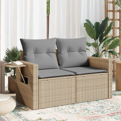 Divano da Giardino con Cuscini a 2 Posti Beige in Polyrattan - homemem39