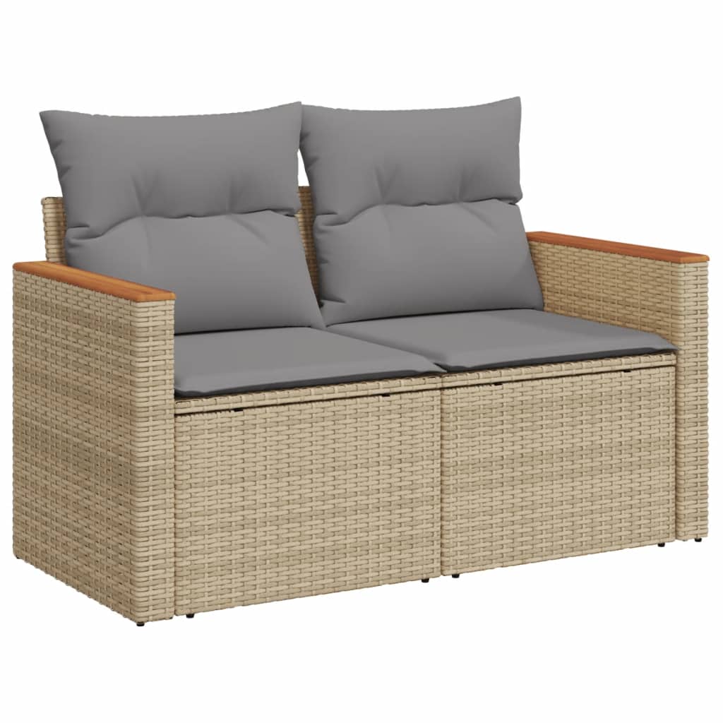 Divano da Giardino con Cuscini a 2 Posti Beige in Polyrattan - homemem39