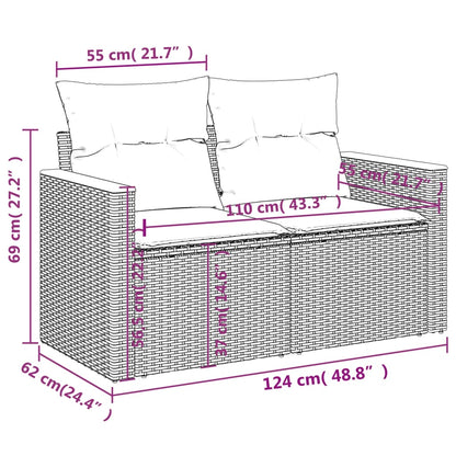 Divano da Giardino con Cuscini a 2 Posti Beige in Polyrattan - homemem39