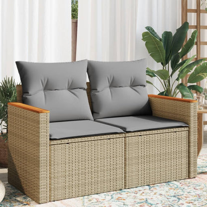 Divano da Giardino con Cuscini a 2 Posti Beige in Polyrattan - homemem39