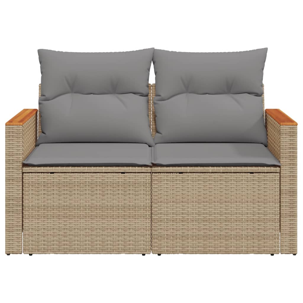 Divano da Giardino con Cuscini a 2 Posti Beige in Polyrattan - homemem39