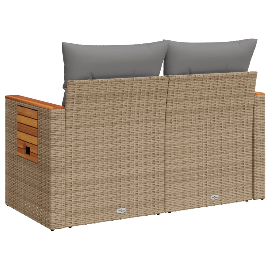 Divano da Giardino con Cuscini a 2 Posti Beige in Polyrattan - homemem39