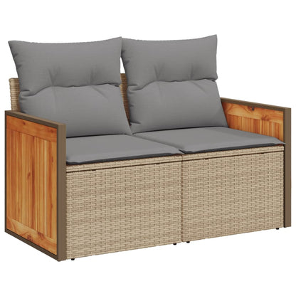 Divano da Giardino con Cuscini a 2 Posti Beige in Polyrattan - homemem39