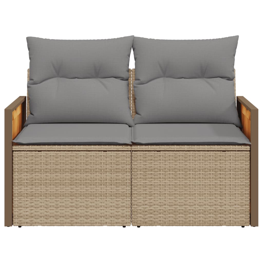 Divano da Giardino con Cuscini a 2 Posti Beige in Polyrattan - homemem39