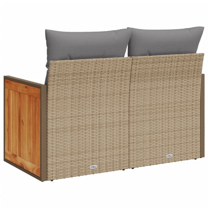 Divano da Giardino con Cuscini a 2 Posti Beige in Polyrattan - homemem39