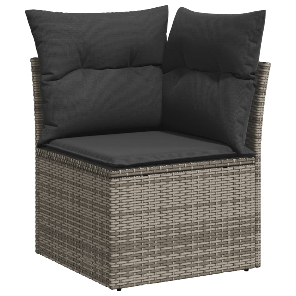 Divano Angolare da Giardino con Cuscini Grigio in Polyrattan - homemem39