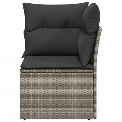 Divano Angolare da Giardino con Cuscini Grigio in Polyrattan - homemem39