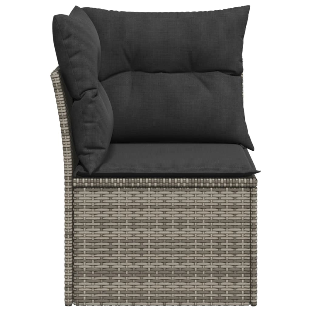 Divano Angolare da Giardino con Cuscini Grigio in Polyrattan - homemem39