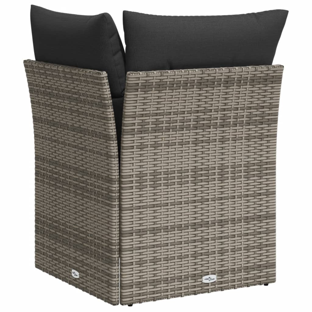 Divano Angolare da Giardino con Cuscini Grigio in Polyrattan - homemem39