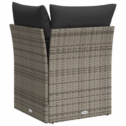 Divano Angolare da Giardino con Cuscini Grigio in Polyrattan - homemem39