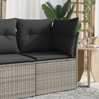 Divano Angolare da Giardino con Cuscini Grigio in Polyrattan - homemem39