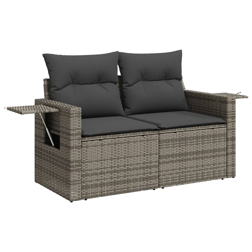 Divano da Giardino con Cuscini 2 Posti Grigio in Polyrattan - homemem39