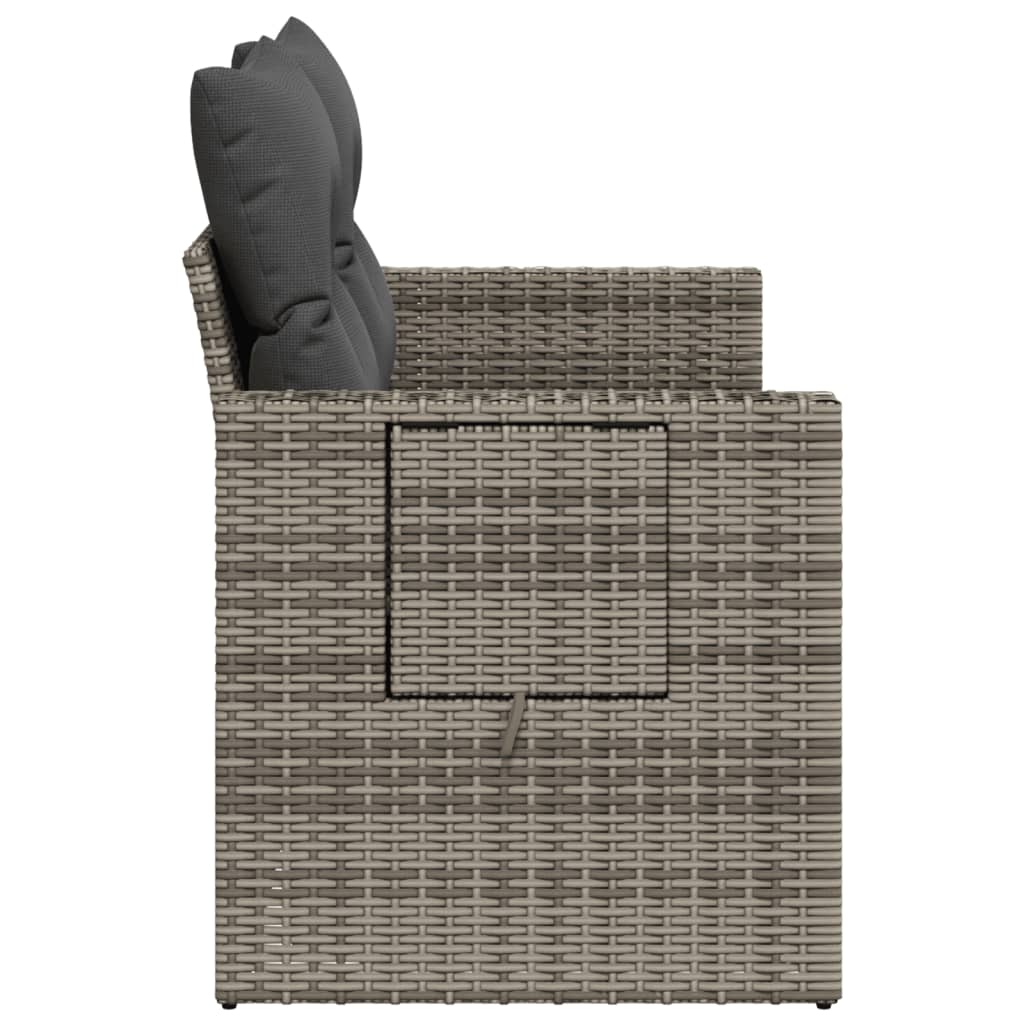 Divano da Giardino con Cuscini 2 Posti Grigio in Polyrattan - homemem39