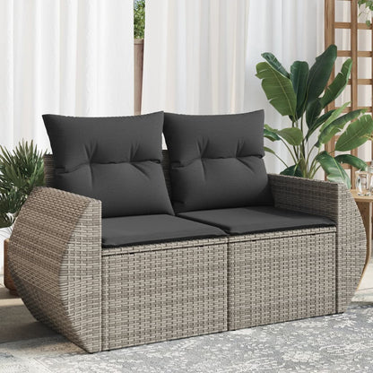 Divano da Giardino con Cuscini 2 Posti Grigio in Polyrattan - homemem39