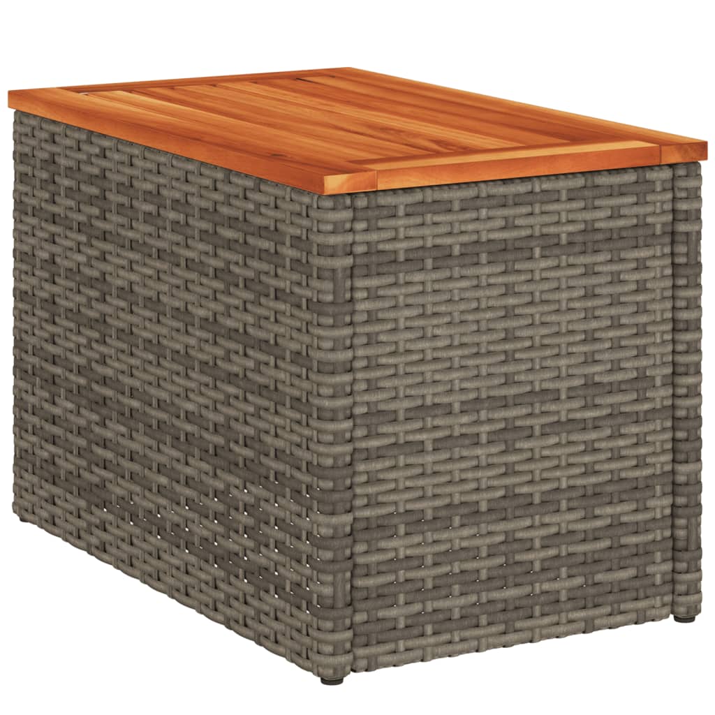 Tavolini Giardino 2pz Grigi 55x34x37 Polyrattan Legno Massello - homemem39