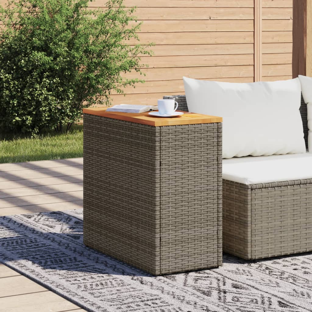 Tavolino Giardino Piano in Legno Grigio 58x27,5x55cm Polyrattan - homemem39