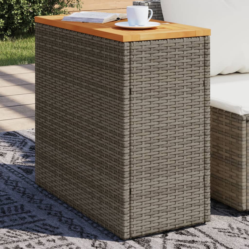 Tavolino Giardino Piano in Legno Grigio 58x27,5x55cm Polyrattan - homemem39