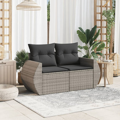 Divano da Giardino con Cuscini 2 Posti Grigio in Polyrattan - homemem39