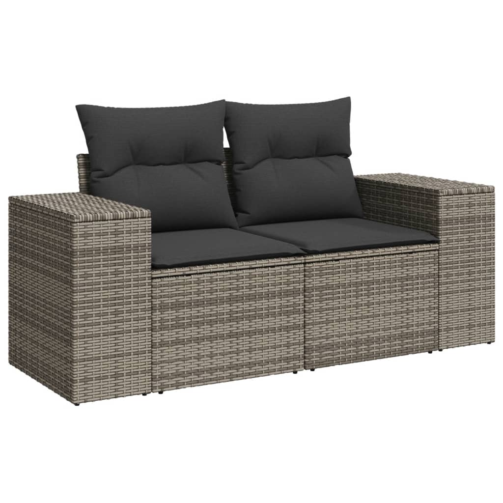 Divano da Giardino con Cuscini 2 Posti Grigio in Polyrattan - homemem39