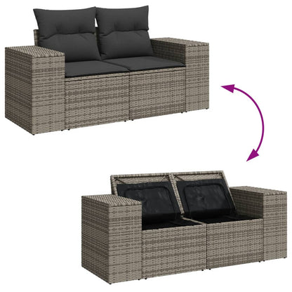 Divano da Giardino con Cuscini 2 Posti Grigio in Polyrattan - homemem39