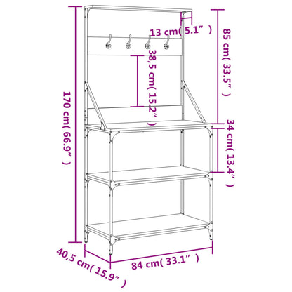 Scaffale Cucina Ganci 4Ripiani Rovere Marrone Legno Multistrato - homemem39