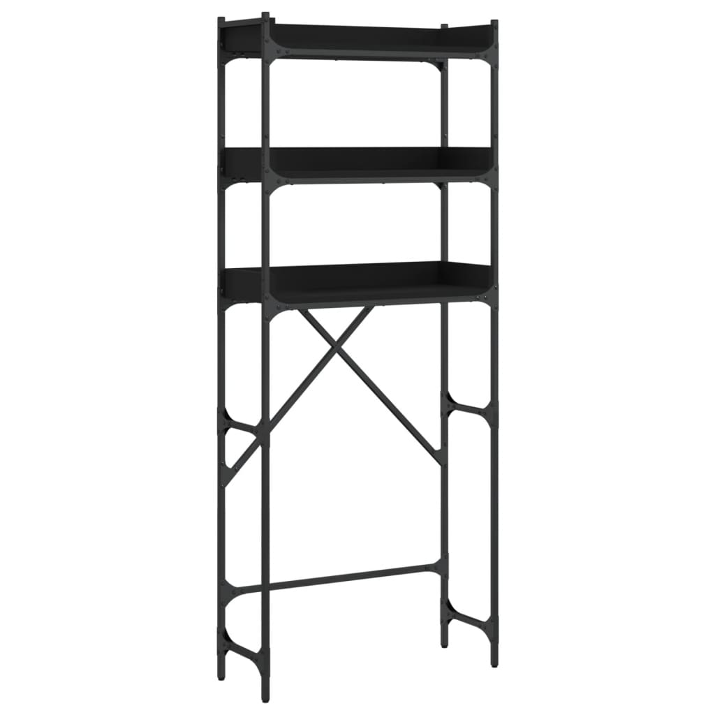 Scaffale per Lavatrice Nero 67x25x163 cm in Legno Multistrato - homemem39