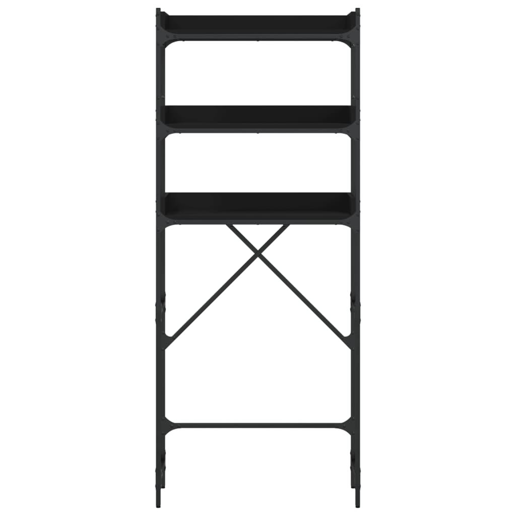 Scaffale per Lavatrice Nero 67x25x163 cm in Legno Multistrato - homemem39