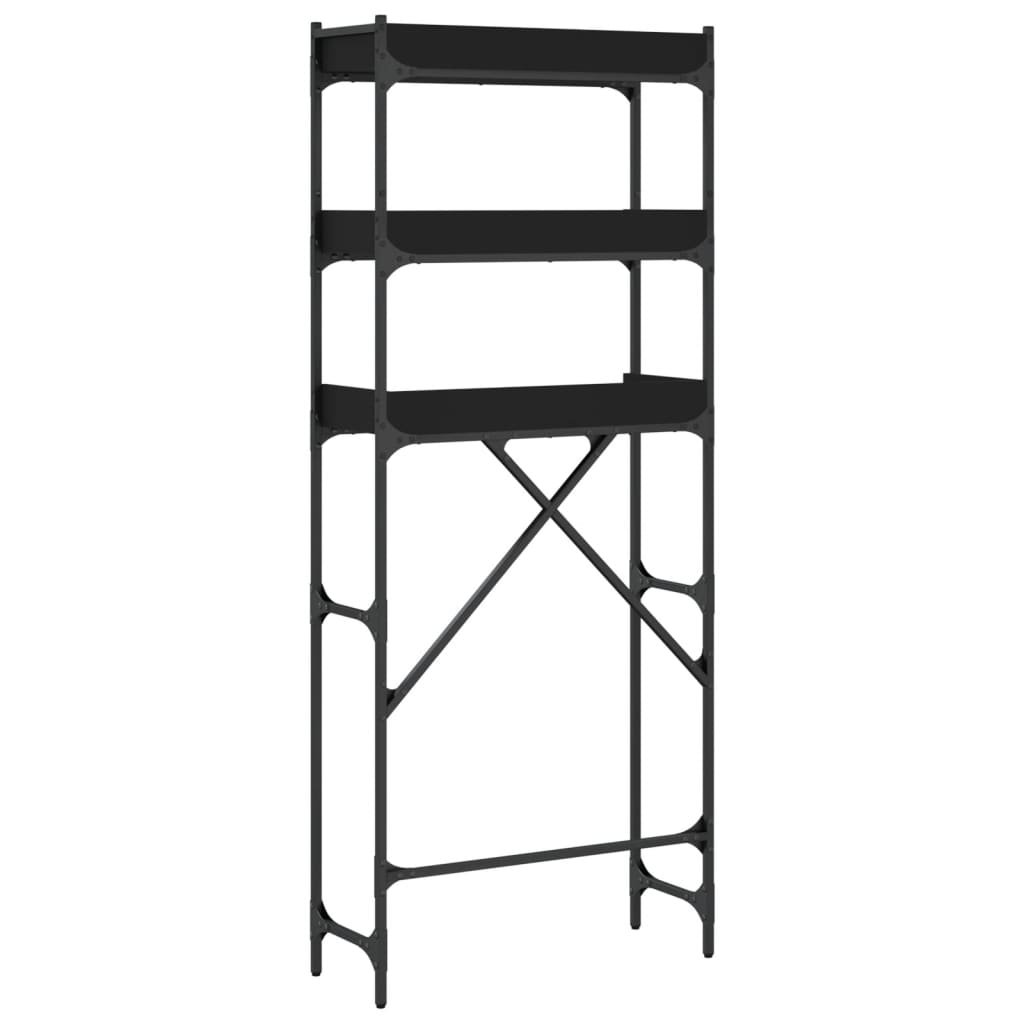 Scaffale per Lavatrice Nero 67x25x163 cm in Legno Multistrato - homemem39