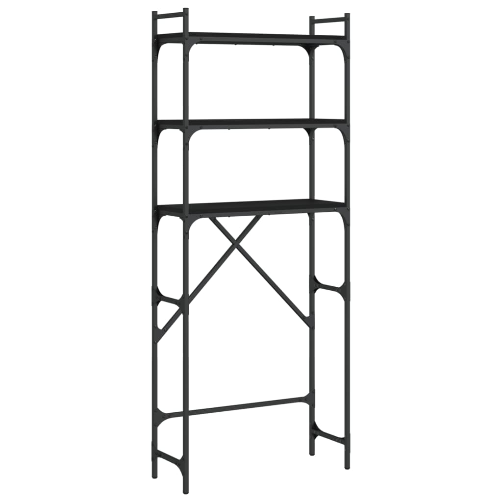 Scaffale per Lavatrice Nero 67x25x163 cm in Legno Multistrato - homemem39