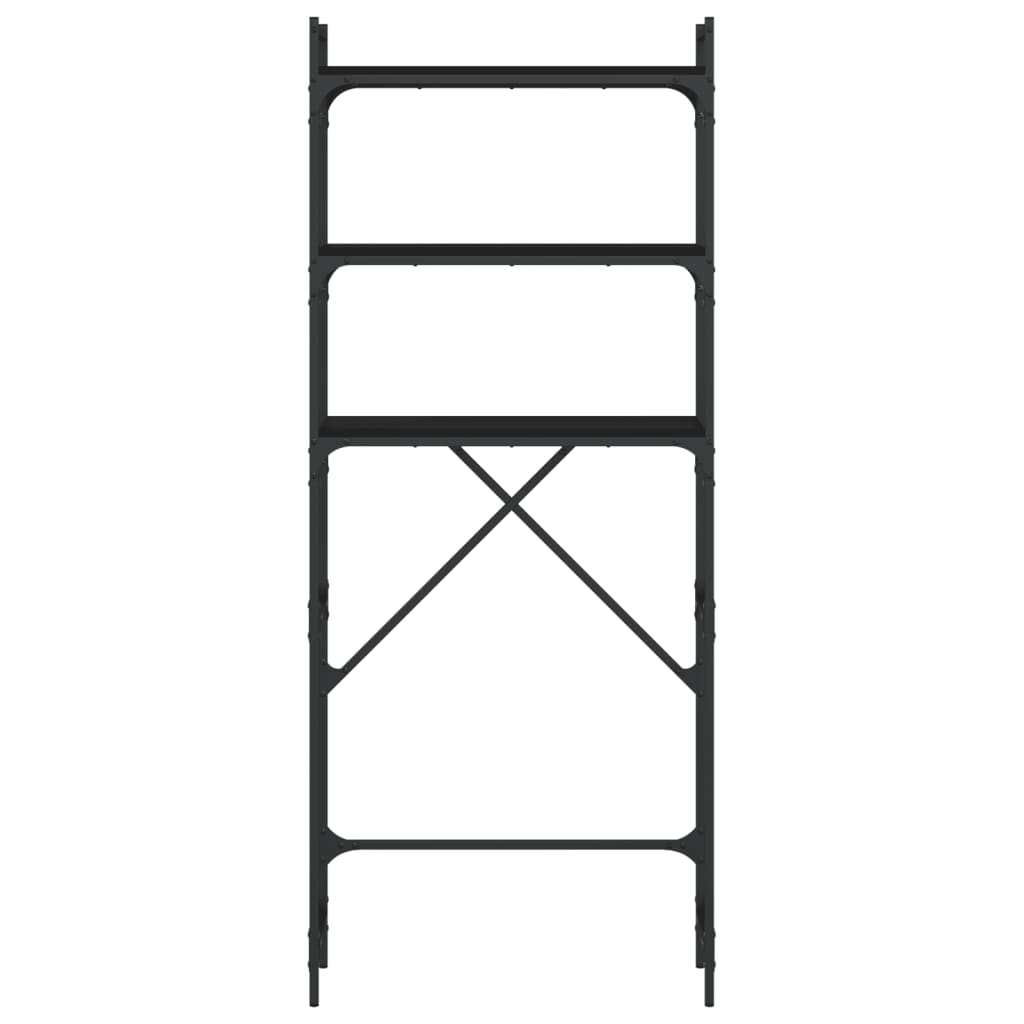 Scaffale per Lavatrice Nero 67x25x163 cm in Legno Multistrato - homemem39