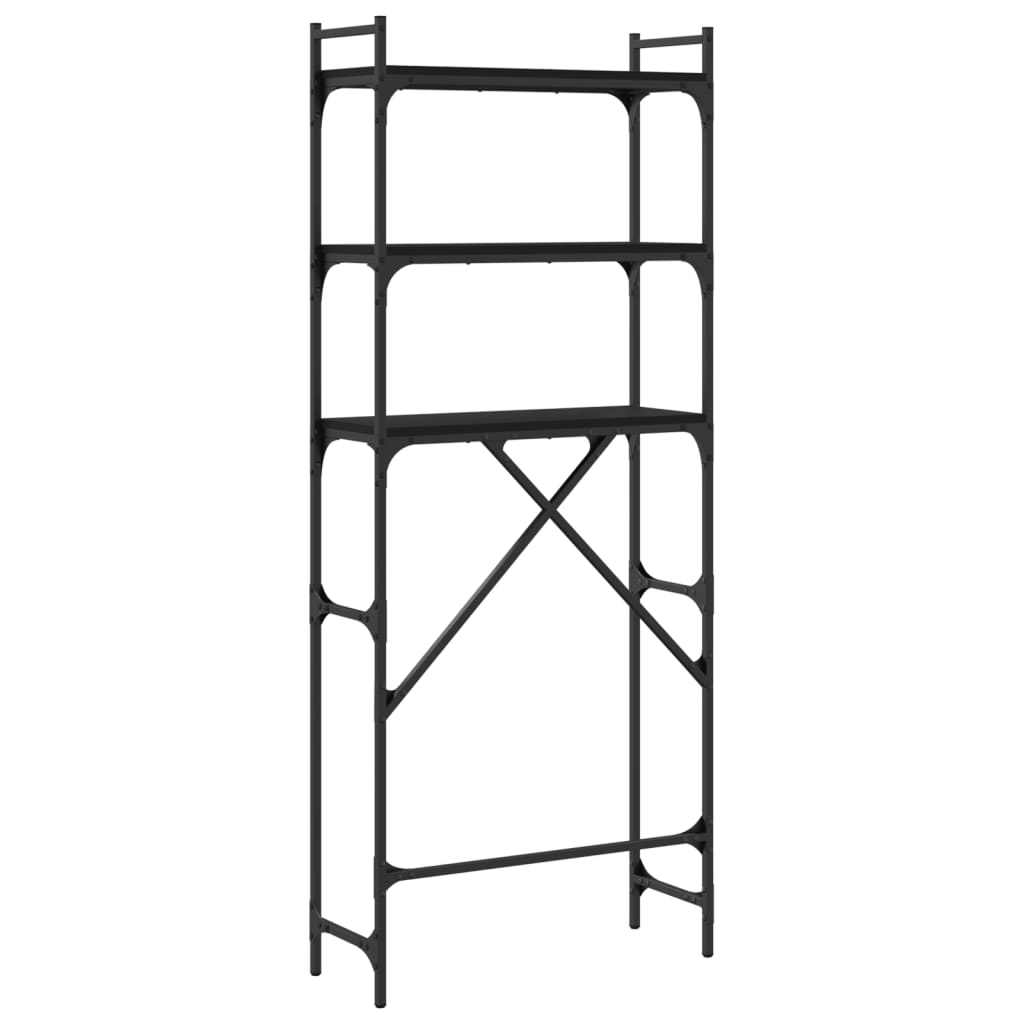 Scaffale per Lavatrice Nero 67x25x163 cm in Legno Multistrato - homemem39