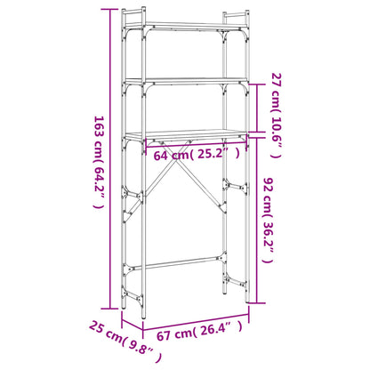 Scaffale per Lavatrice Nero 67x25x163 cm in Legno Multistrato - homemem39