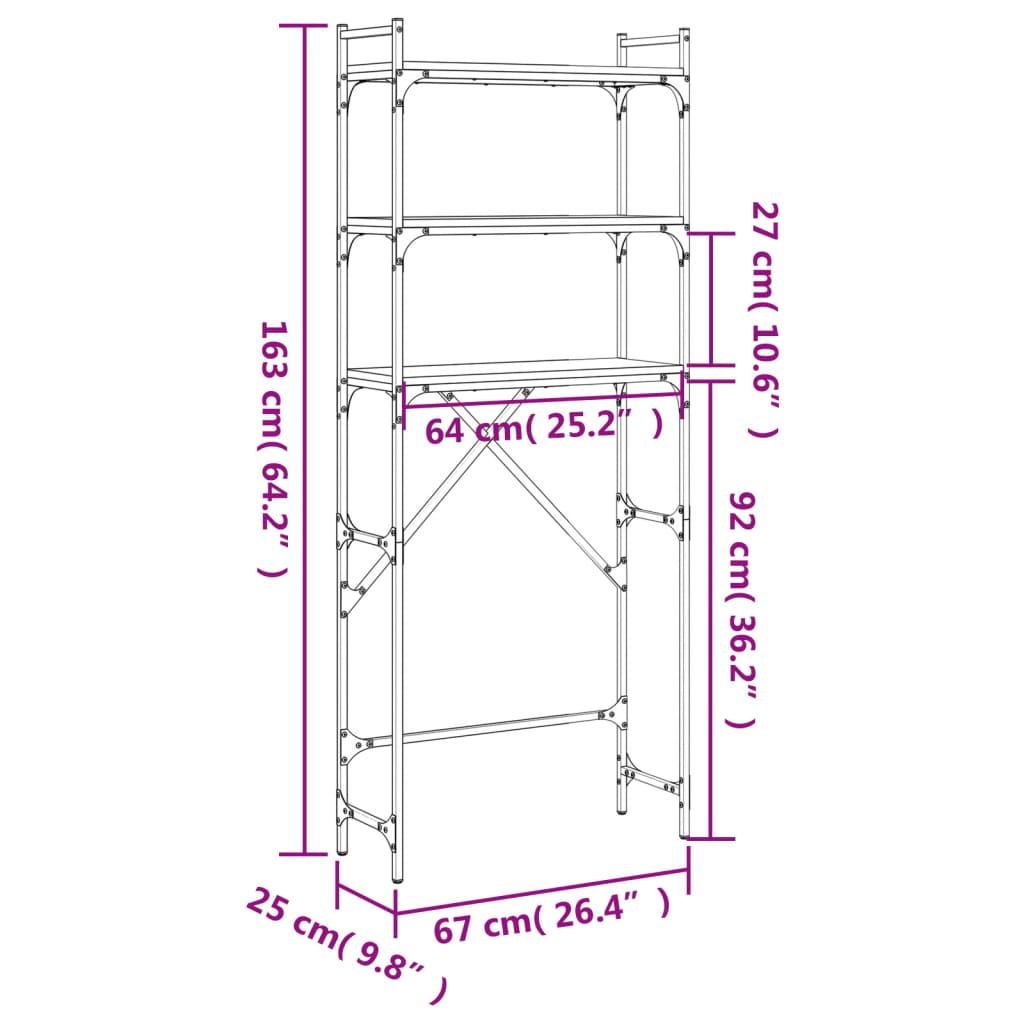 Scaffale per Lavatrice Rovere Sonoma 67x25x163 cm Multistrato - homemem39