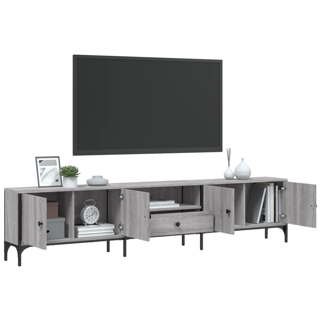 Mobile TV Cassetto Grigio Sonoma 200x25x44 cm Legno Multistrato - homemem39