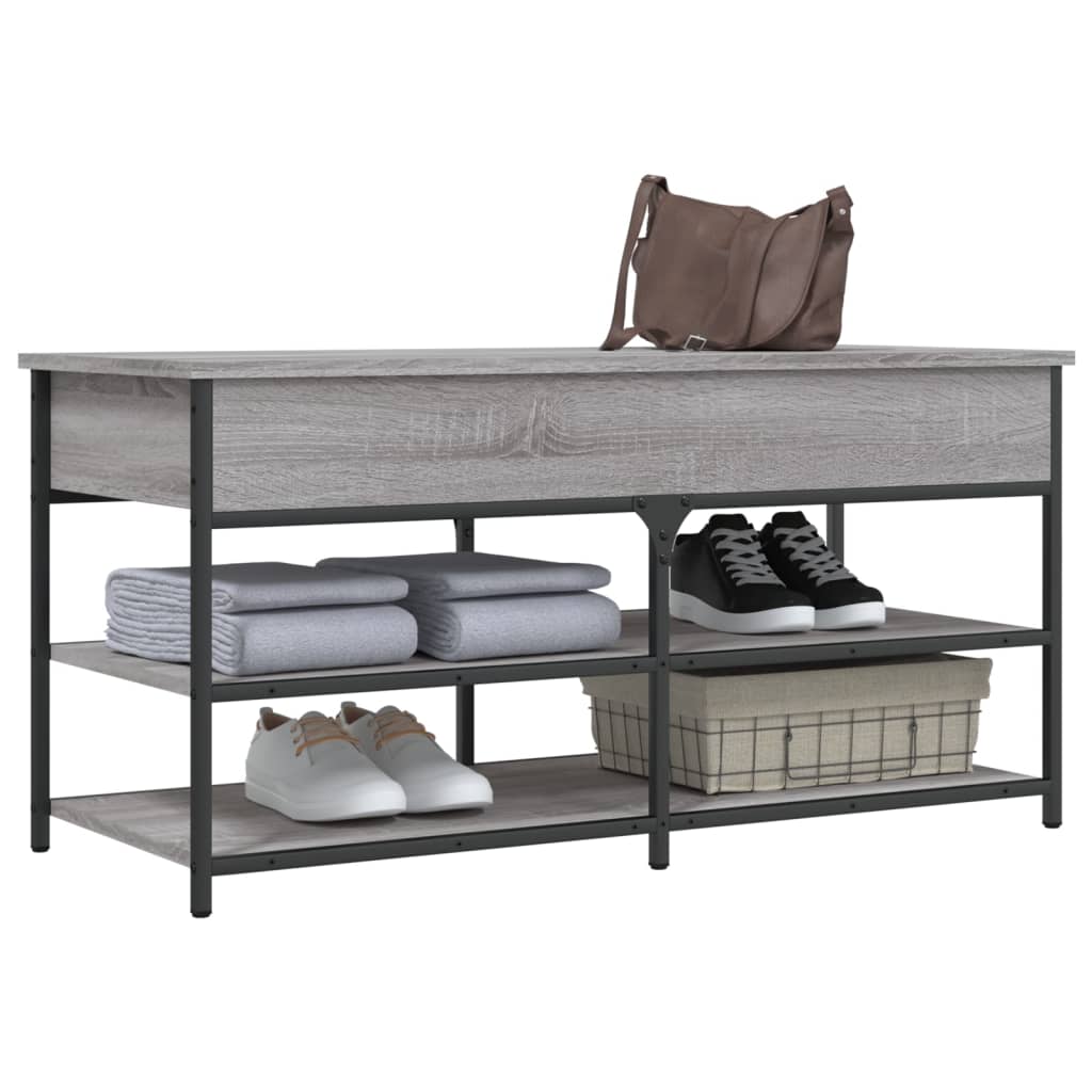 Panca Porta Scarpe Grigio Sonoma 100x42,5x50 Legno Multistrato - homemem39