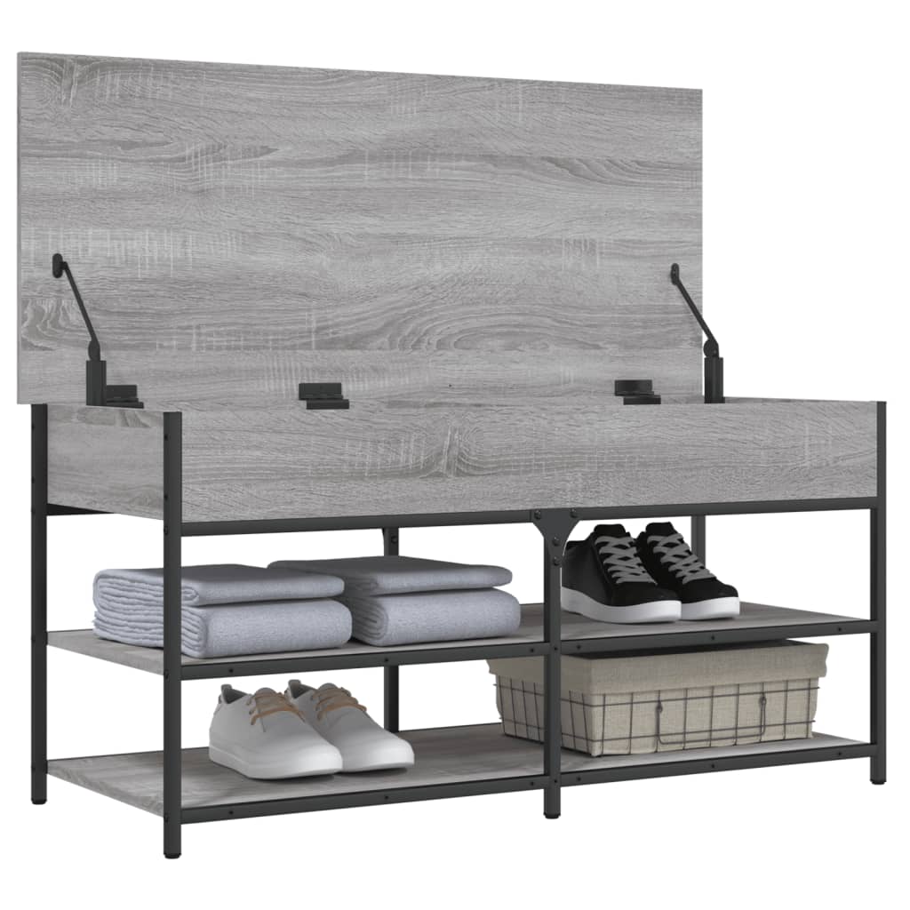 Panca Porta Scarpe Grigio Sonoma 100x42,5x50 Legno Multistrato - homemem39