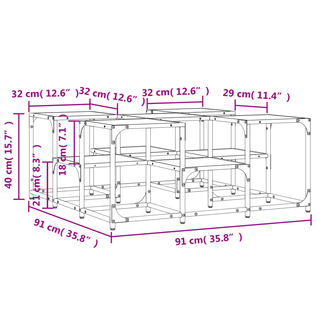 Tavolino da Salotto Rovere Sonoma 91x91x40 cm Legno Multistrato - homemem39