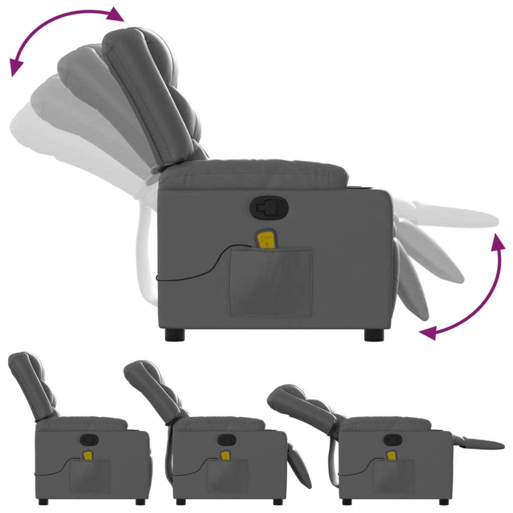 Poltrona Massaggiante Reclinabile Grigia in Similpelle - homemem39