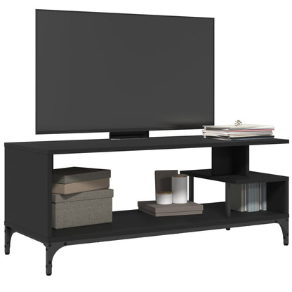 Mobile TV Nero 102x40x41cm Legno e Acciaio Verniciato a Polvere - homemem39