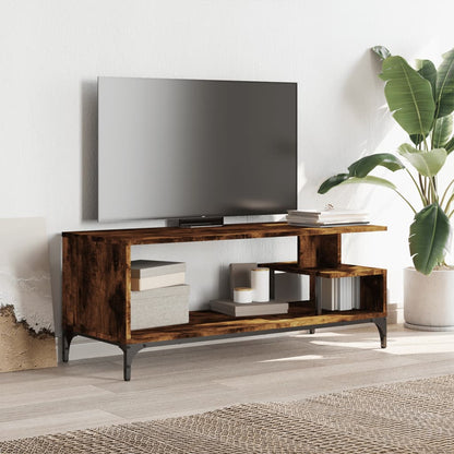 Mobile TV Rovere Fumo 102x40x41cm Legno e Acciaio a Polvere - homemem39