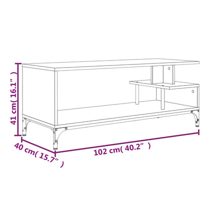 Mobile TV Rovere Marrone 102x40x41cm Legno e Acciaio a Polvere - homemem39